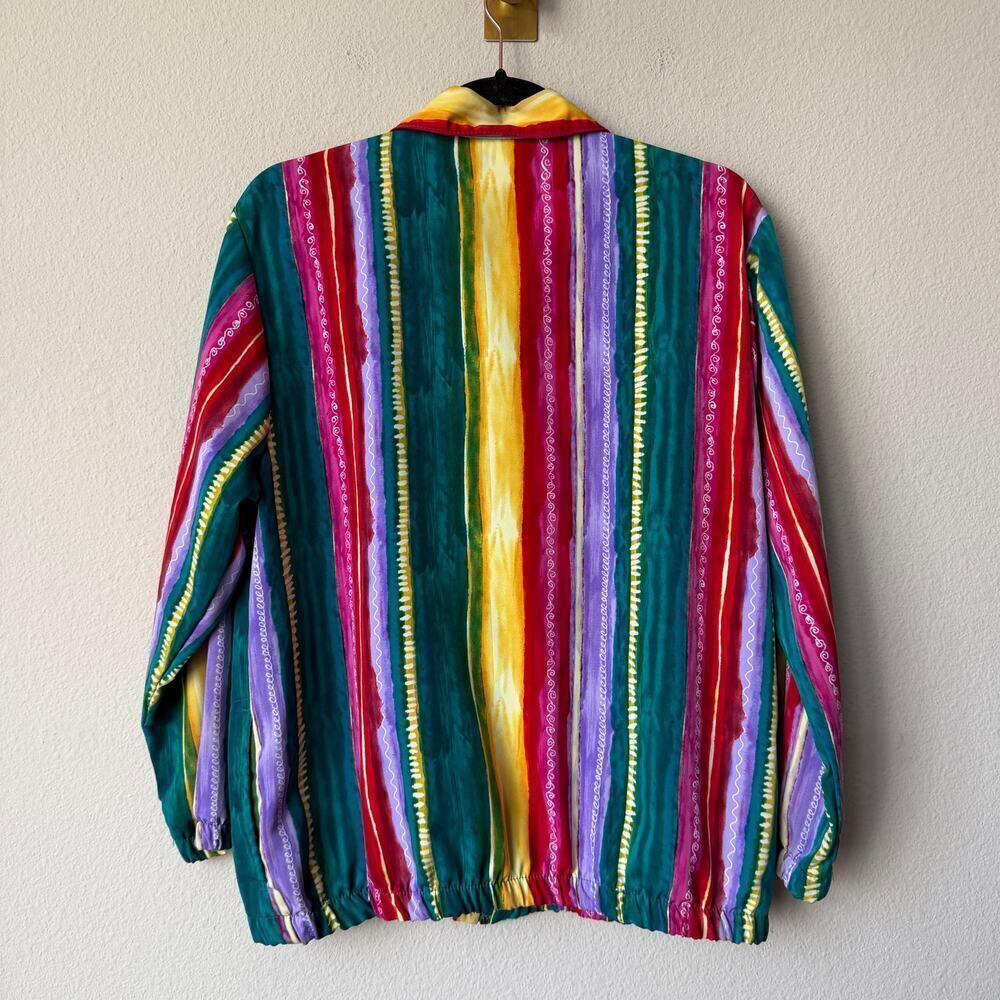Vintage BonWorth Colorful Stripe Zip Front Bomber Jacket - Picture 4 of 6
